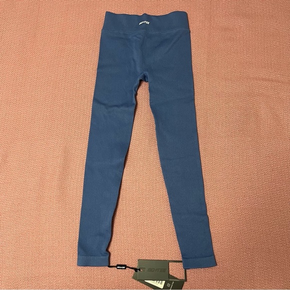 Bo+Tee Off Piste Seamless ribbed Leggings navy blue XS - Picture 1 of 4